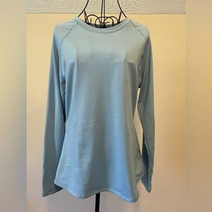 Woman's Light Blue Cuddl Duds Thermal Base Layer Top With Thumb Holes Size Large